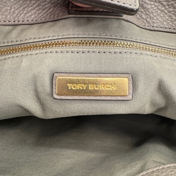 Tory Burch Chelsea Slouchy Tote in Grey Heron Pebbled Leather Shoulder Bag - Picture 12 of 15